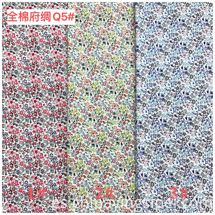 Poplina floral tejida tejida impresa al por mayor tela 100% de algodón para vestidos de dama
